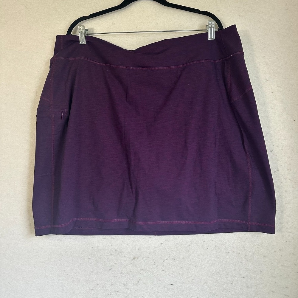 Duluth‎ NoGA Classic Skort Women's sz 2X Stretch Pocket Heathered Maroon & Blue